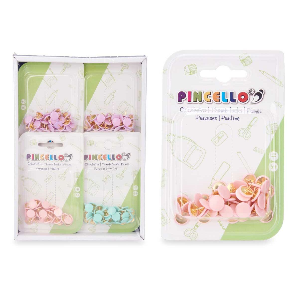 Chinchetas Pincello Multicolor Metal (12 Unidades)