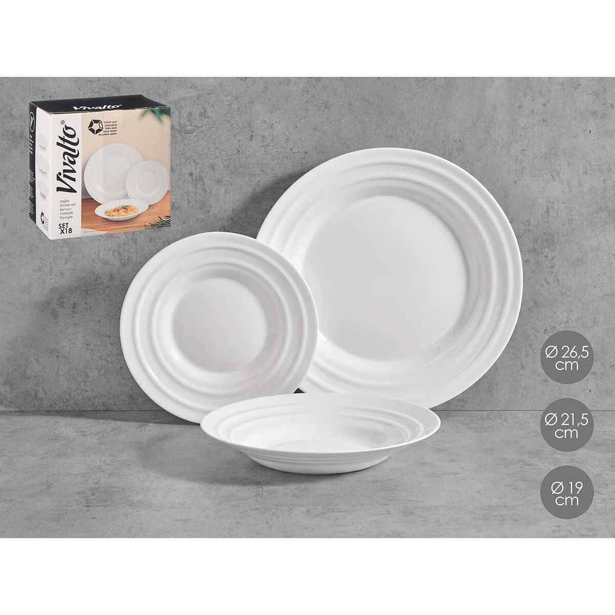 Set de Vajilla Vivalto Blanco Vidrio opalino (2 Unidades)
