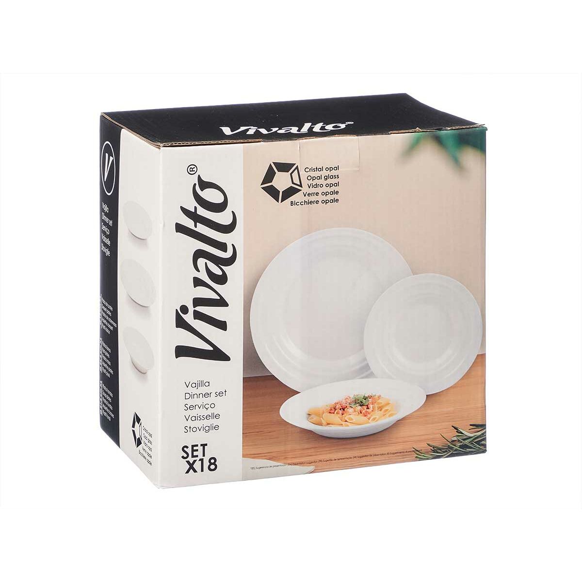 Set de Vajilla Vivalto Blanco Vidrio opalino (2 Unidades)