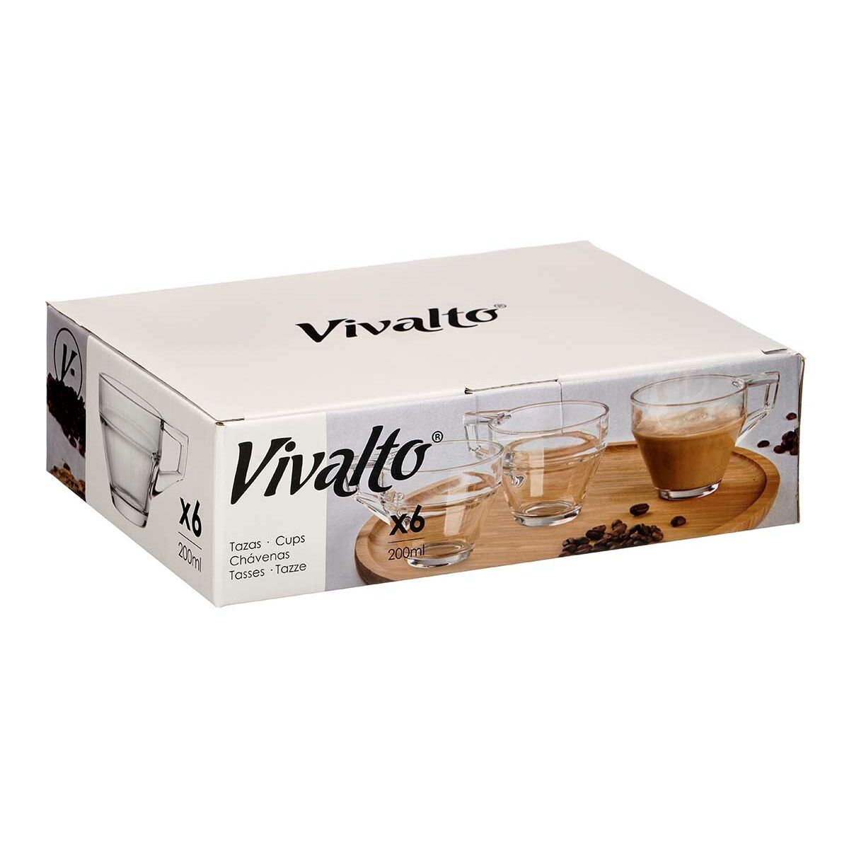 Taza de café y té Vivalto Transparente Vidrio 199 ml (6 Unidades)