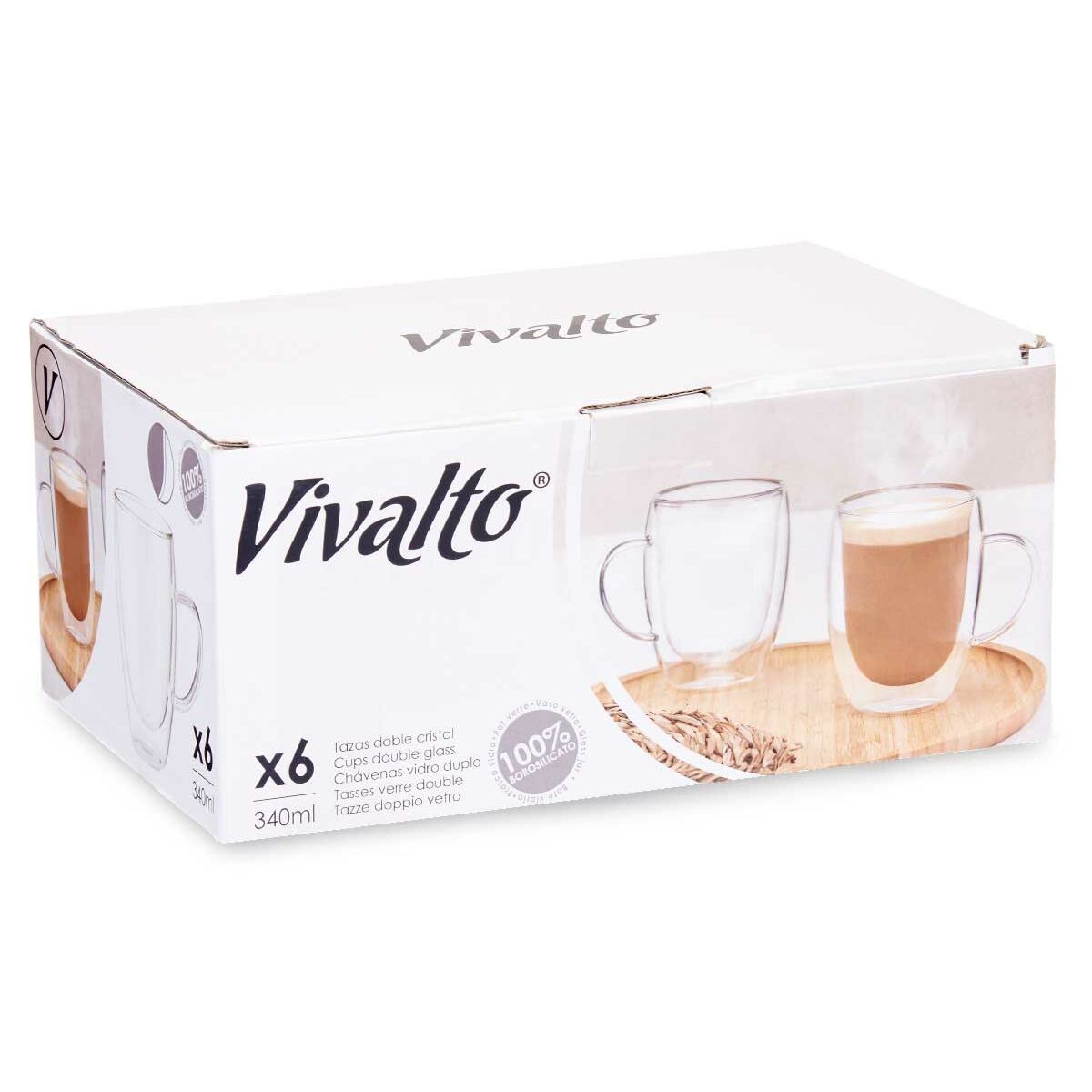 Taza Mug Vivalto Transparente 340 ml (6 Unidades)
