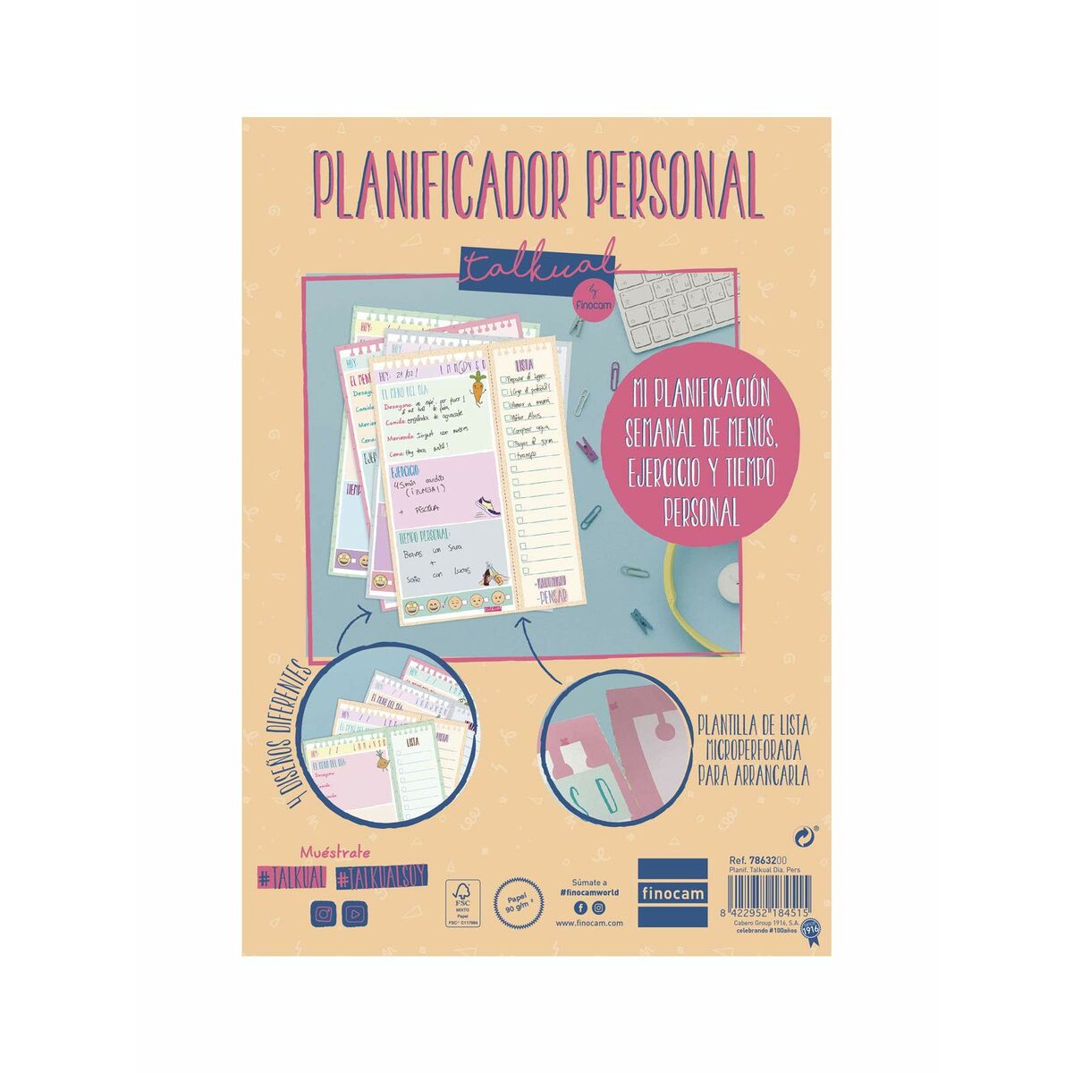 Planificador Diario Finocam TALKUAL 14,8 x 21 cm Blanco