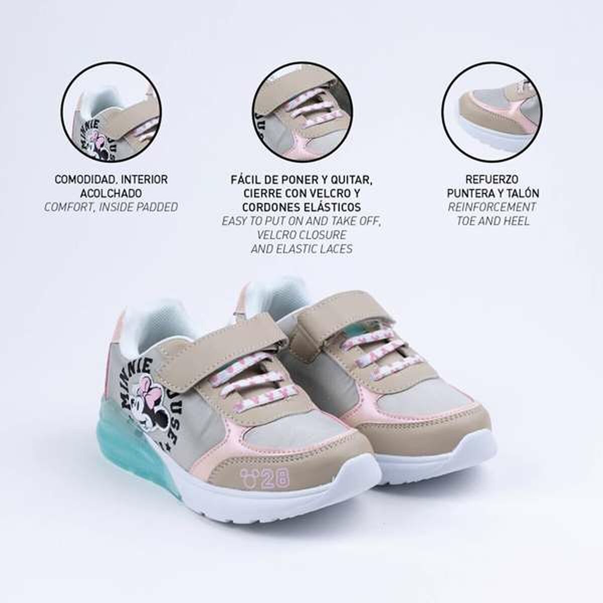 Zapatillas Deportivas Infantiles Minnie Mouse Beige