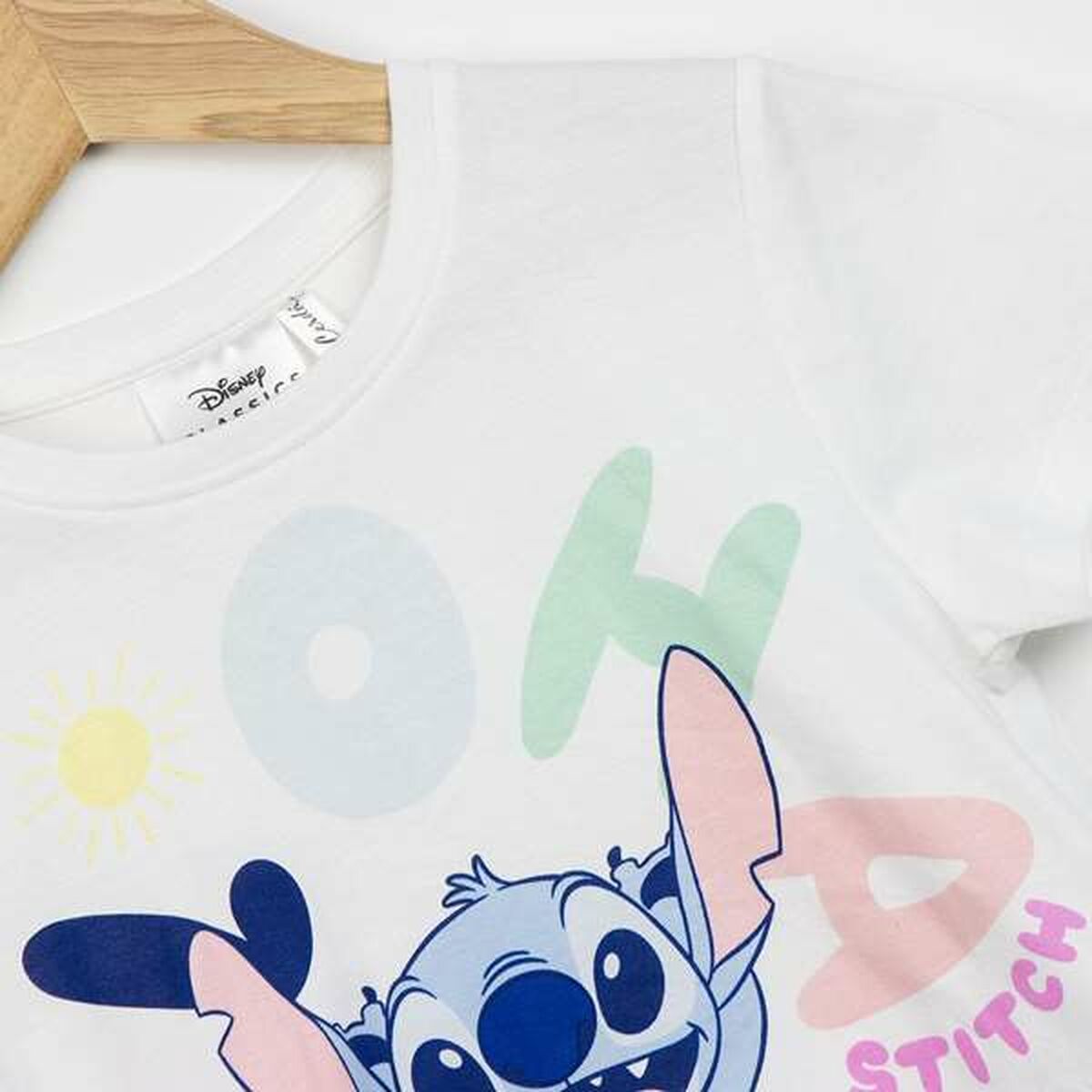 Camiseta de Manga Corta Infantil Stitch Blanco