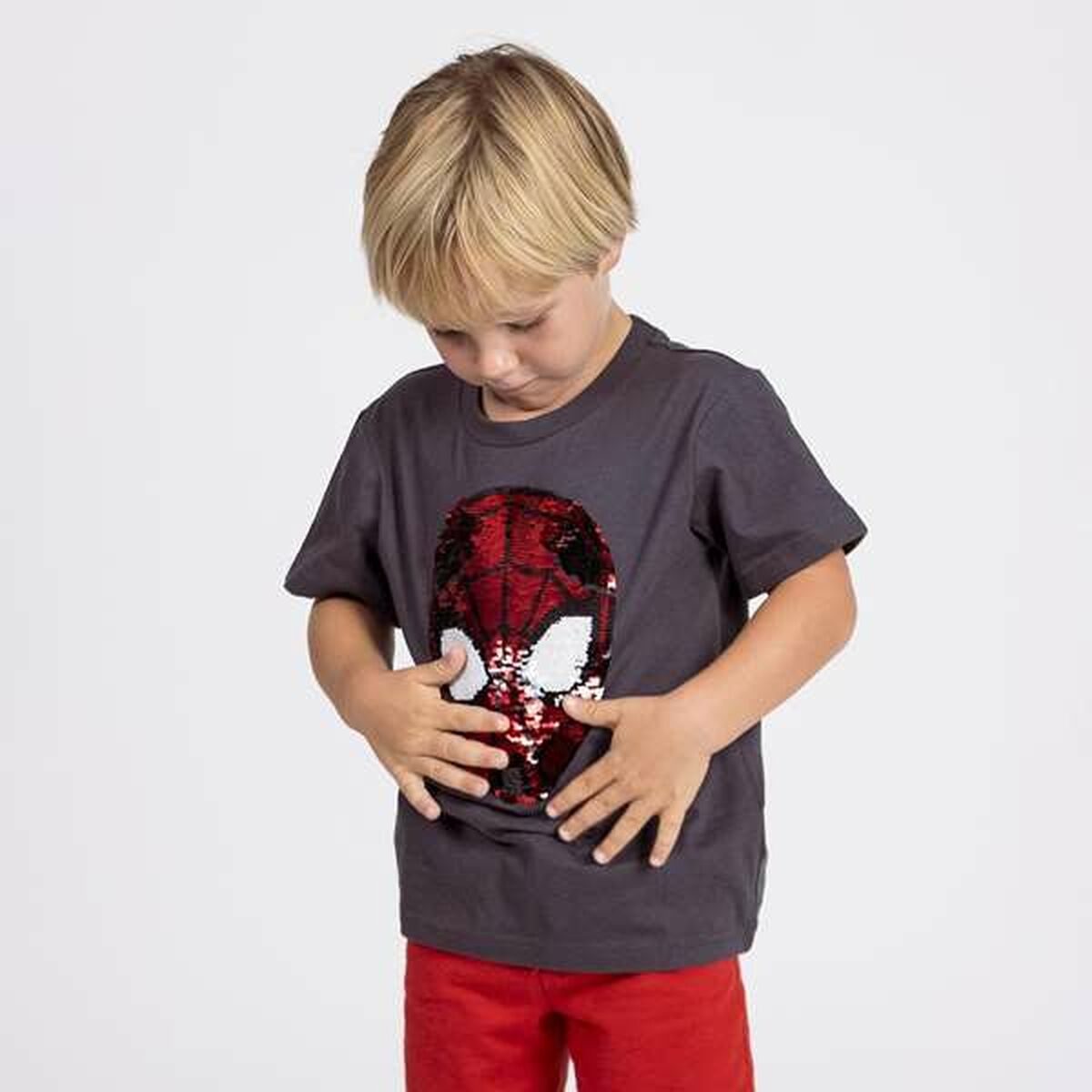 Camiseta de Manga Corta Niño Spider-Man Gris oscuro
