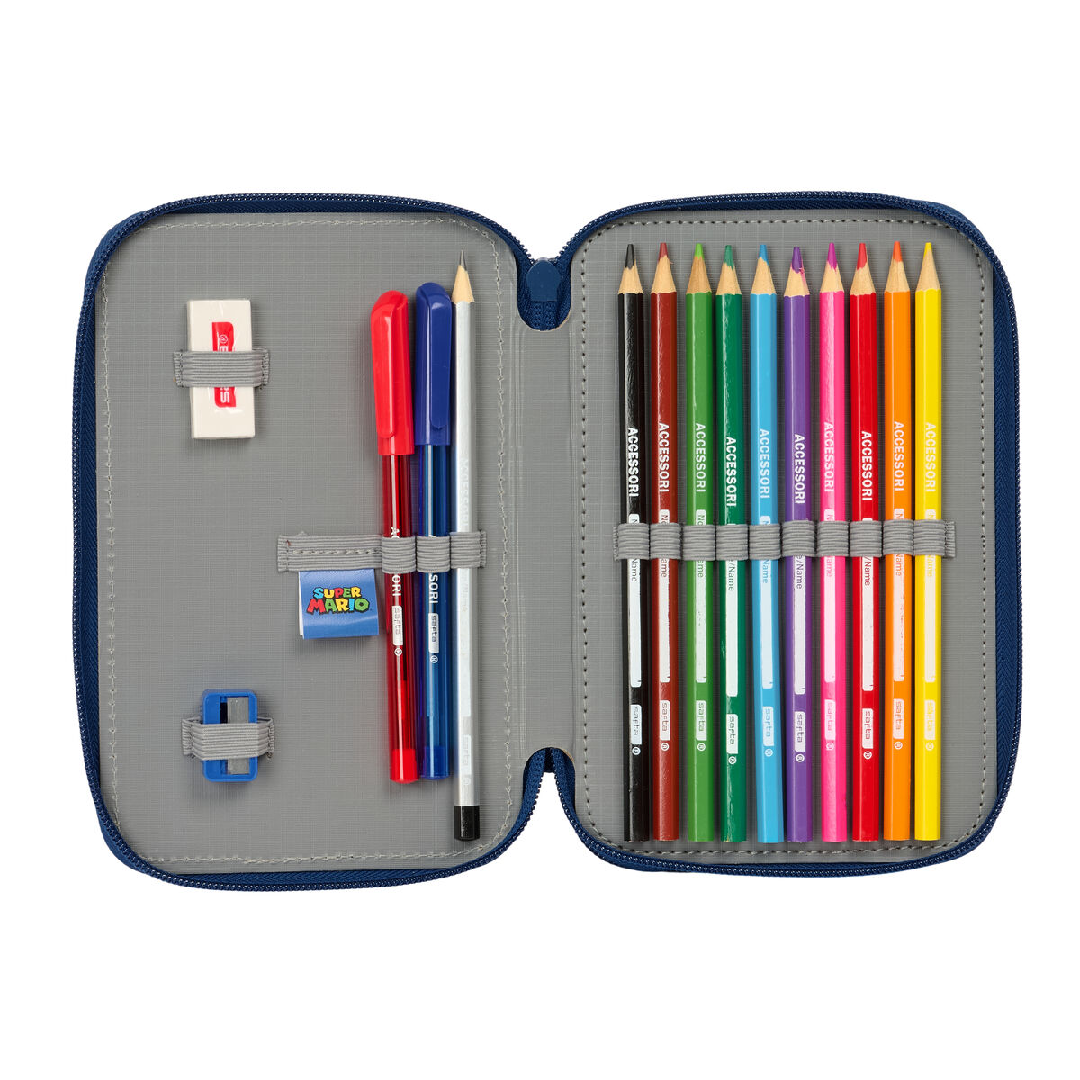 Portatodo Super Mario Trick Rojo Azul oscuro 12.5 x 19.5 x 4 cm 29 Piezas