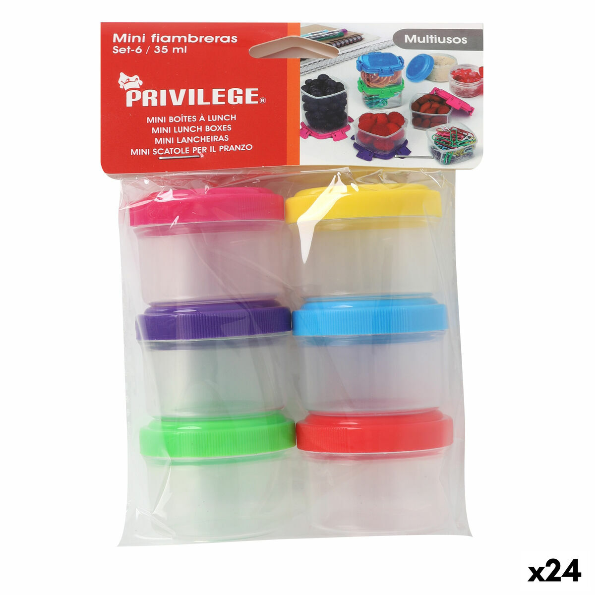 Set de Fiambreras Privilege 35 ml Ø 4,5 x 3 cm 6 Piezas (24 Unidades)