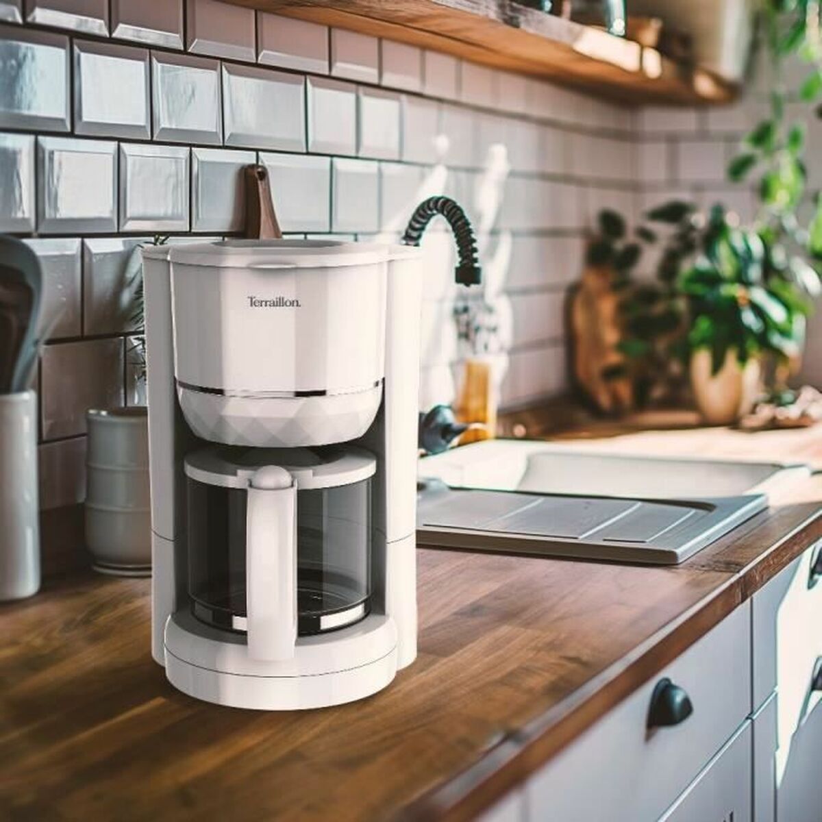 Cafetera de Émbolo Terraillon 15353 DIAMANT Blanco 1,25 L
