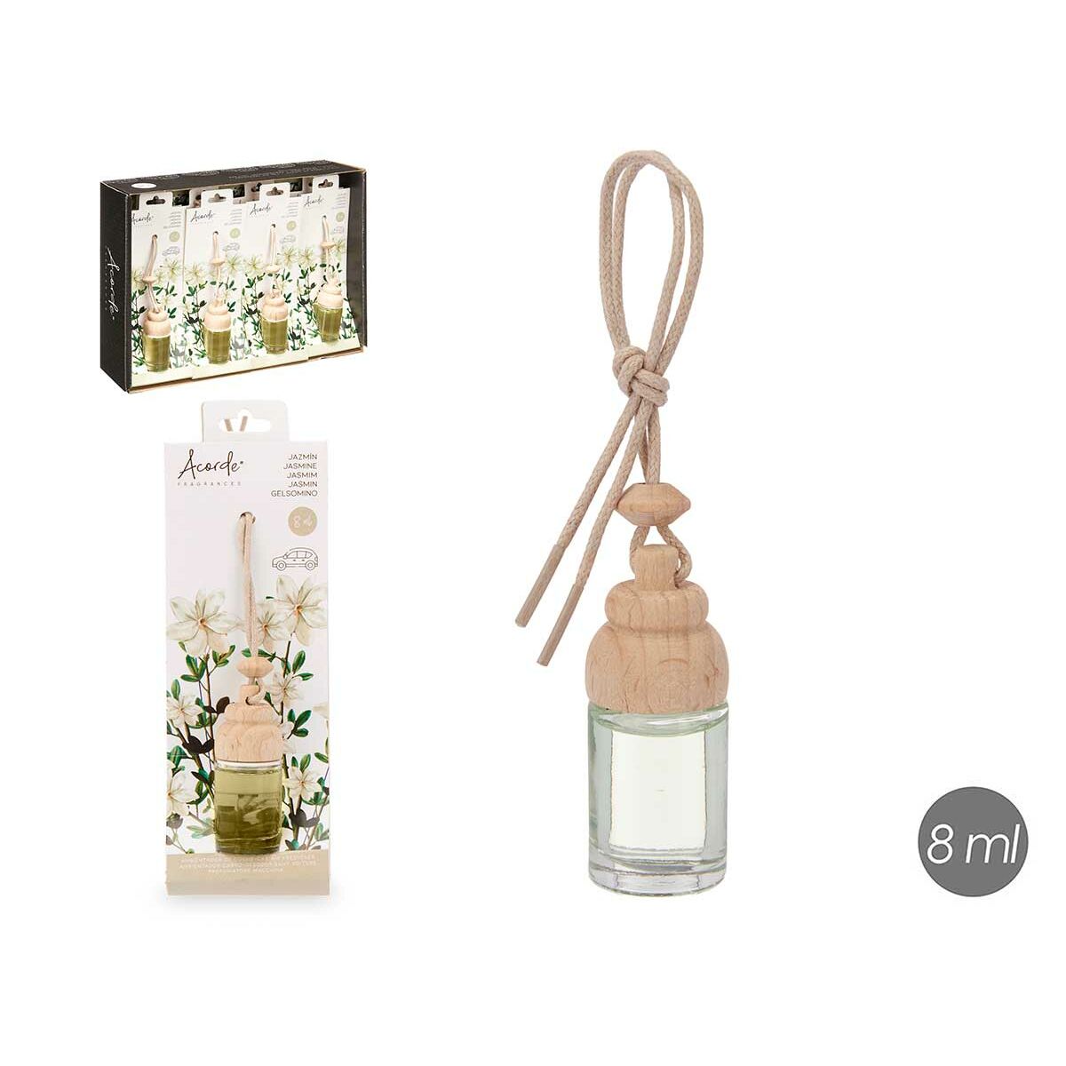 Palillos de Bambú Acorde Vidrio Fragancia Jazmín 8 ml (12 Unidades)