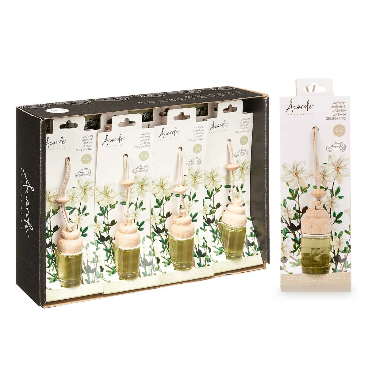 Palillos de Bambú Acorde Vidrio Fragancia Jazmín 8 ml (12 Unidades)