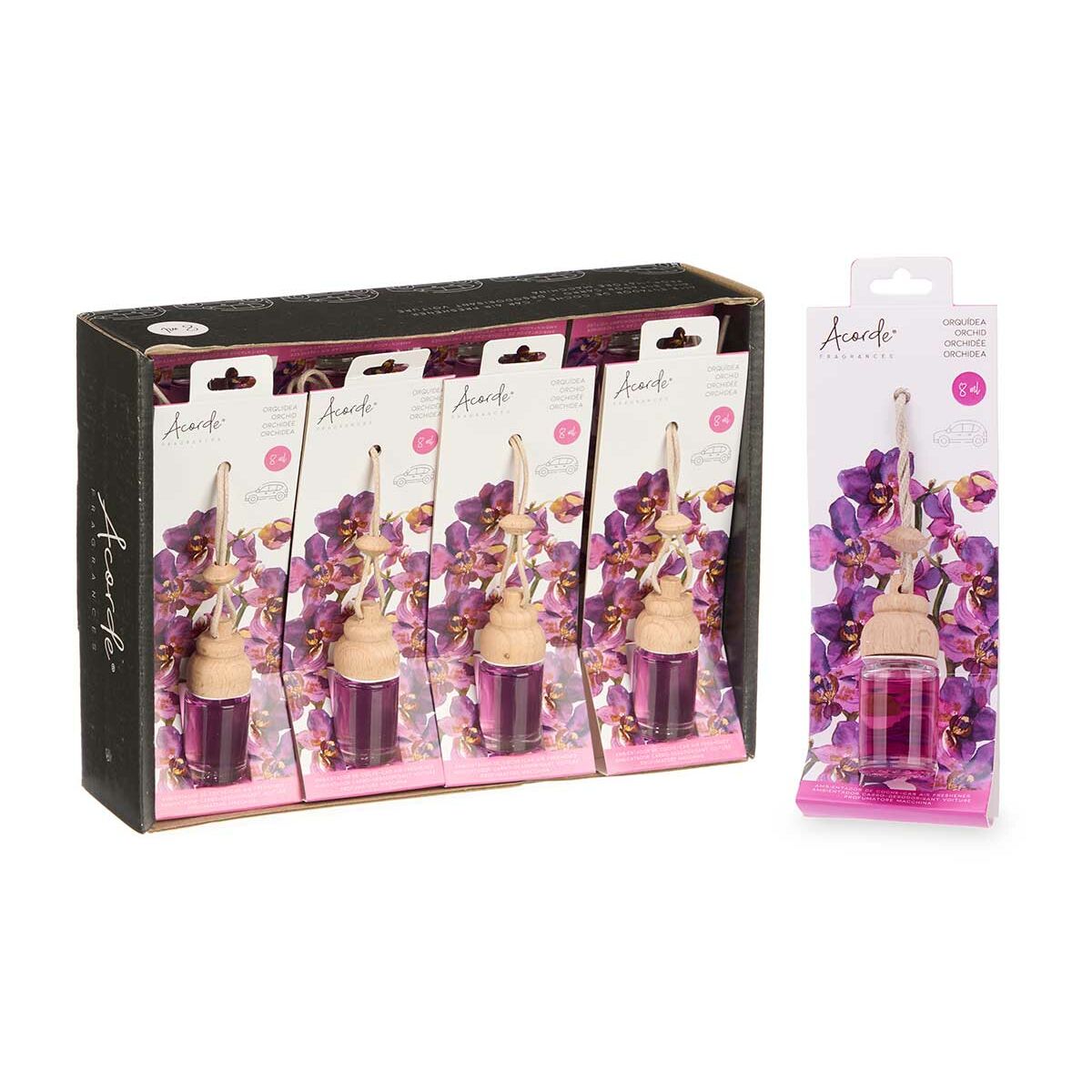 Palillos de Bambú Acorde Vidrio Fragancia Orquídea 8 ml (12 Unidades)