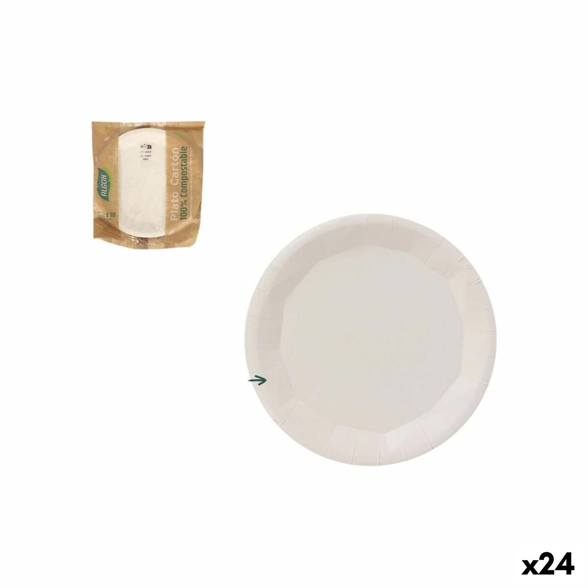 Set de Platos Algon Blanco 10 Piezas (24 Unidades)