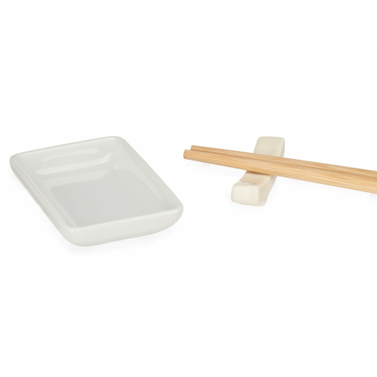 Set de Sushi Kinvara Blanco Bambú Porcelana 27,5 x 2,5 x 20,5 cm 19,5 x 2,5 x 26,5 cm (12 Piezas) (6 Unidades)