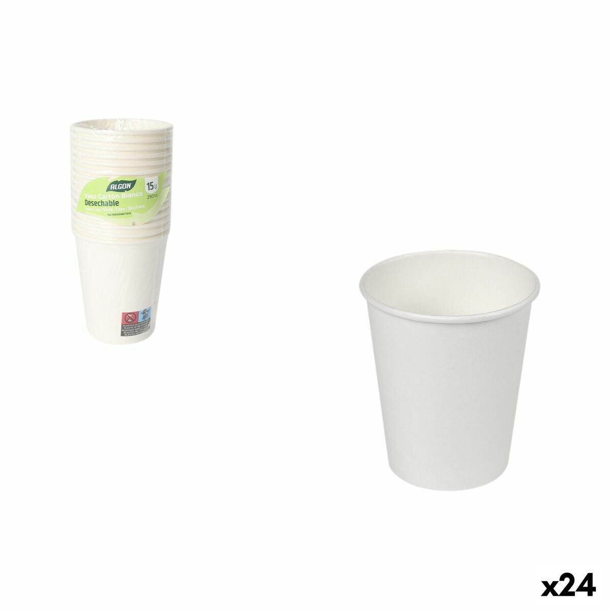 Set de Vasos Inde Blanco 250 ml 15 Piezas (24 Unidades)