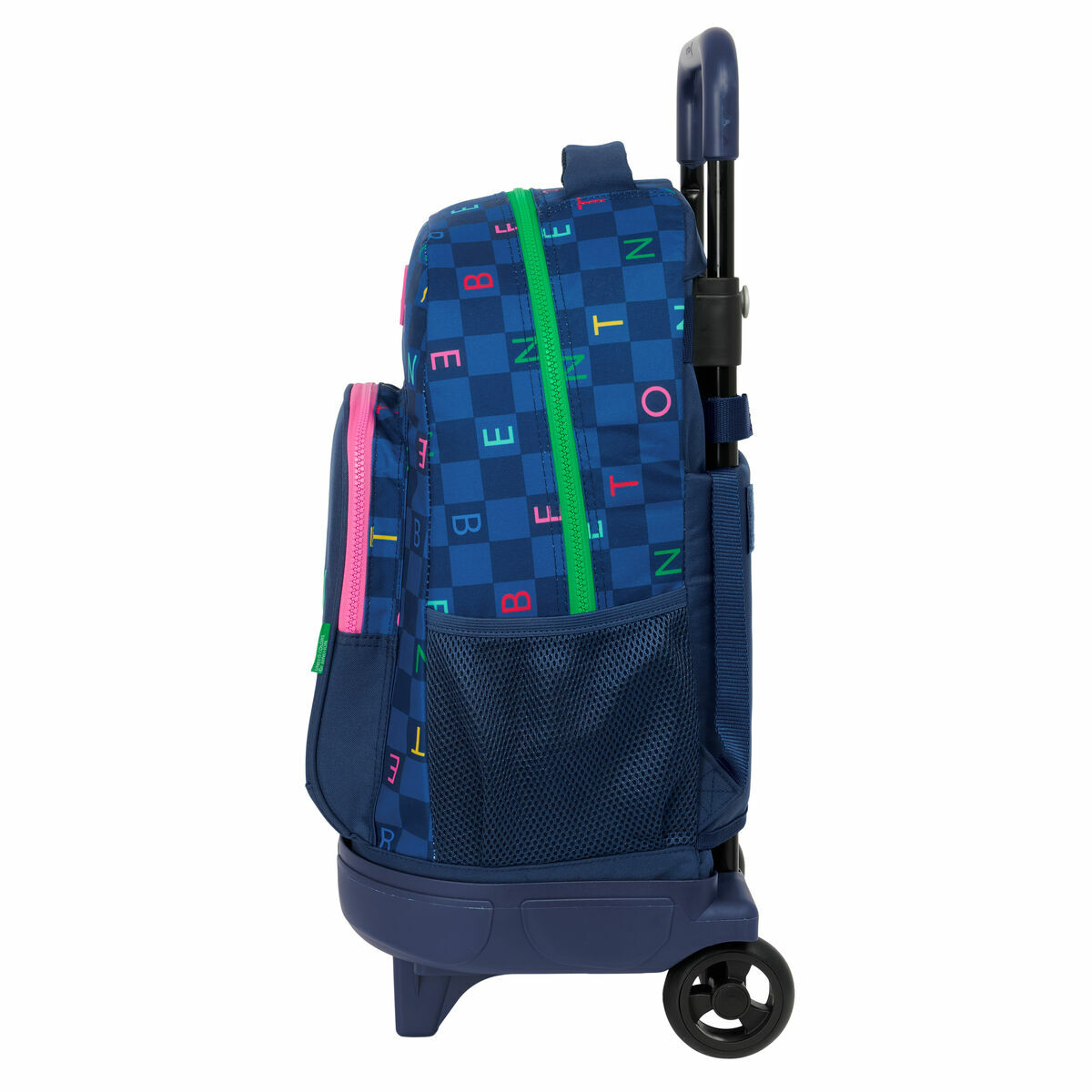 Mochila Escolar con Ruedas Benetton Damero Azul marino 33 x 45 x 22 cm