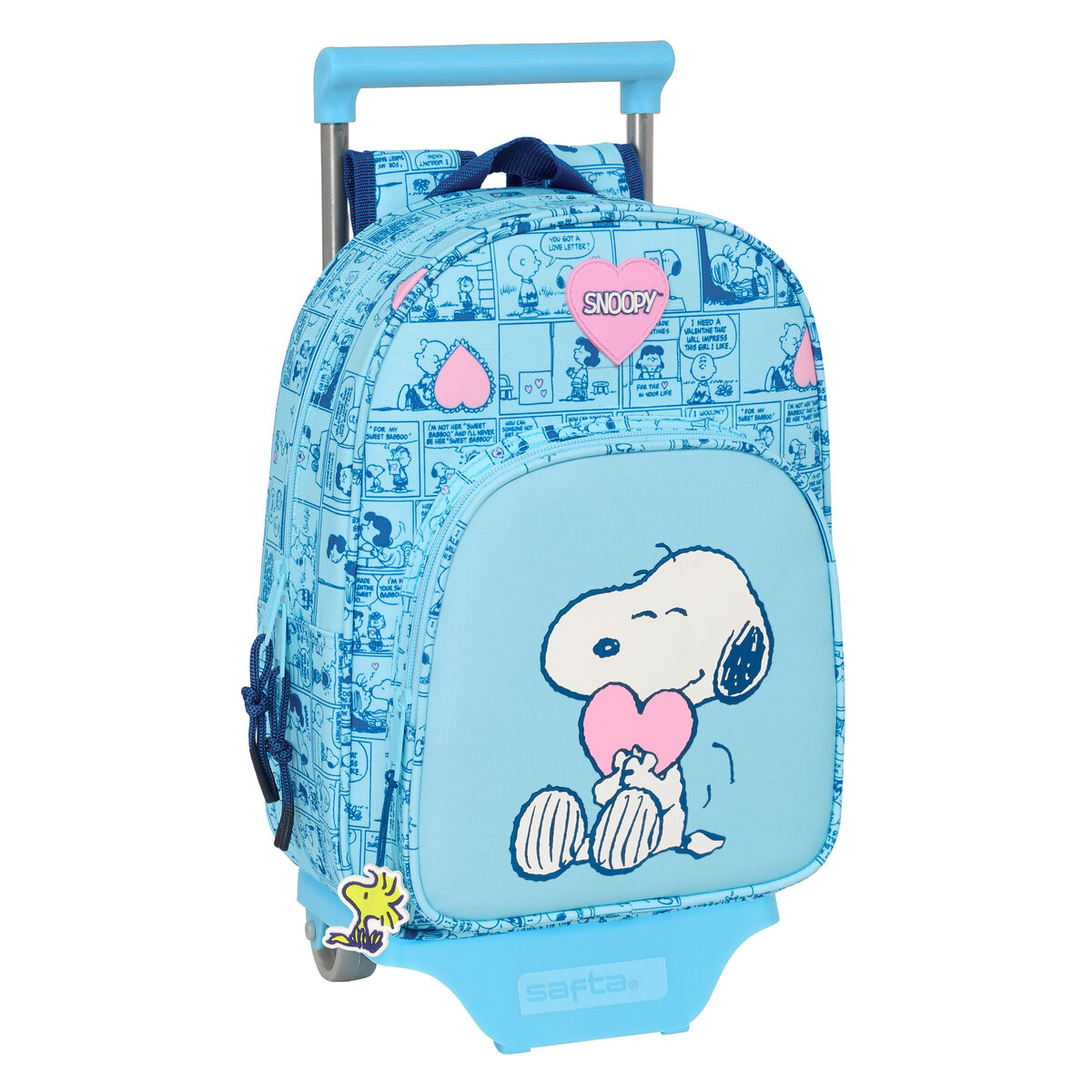 Mochila Escolar con Ruedas Snoopy Love Azul 26 x 11 x 67 cm 26 x 34 x 11 cm