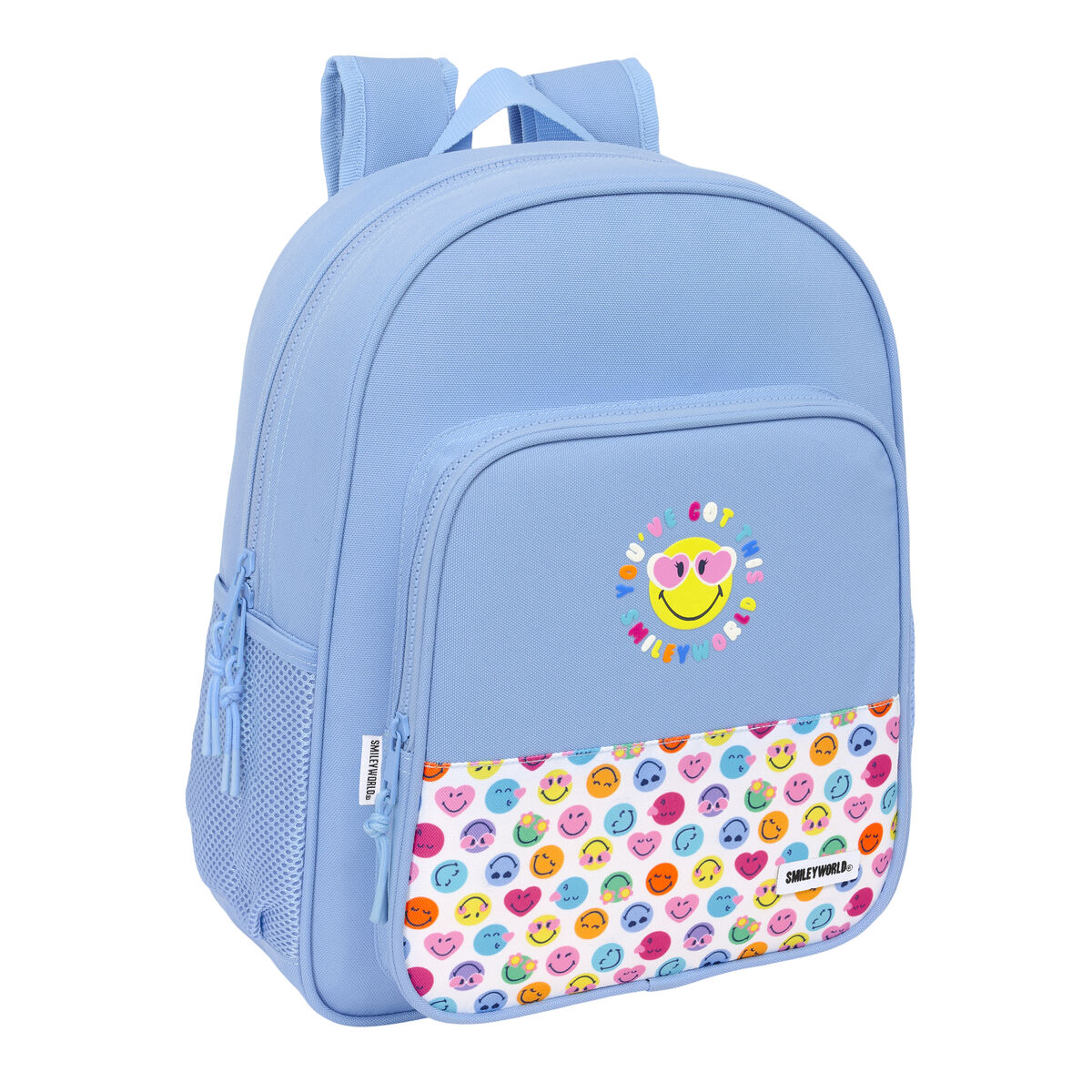 Mochila Escolar Smiley Joyful Azul Multicolor 32 x 38 x 12 cm