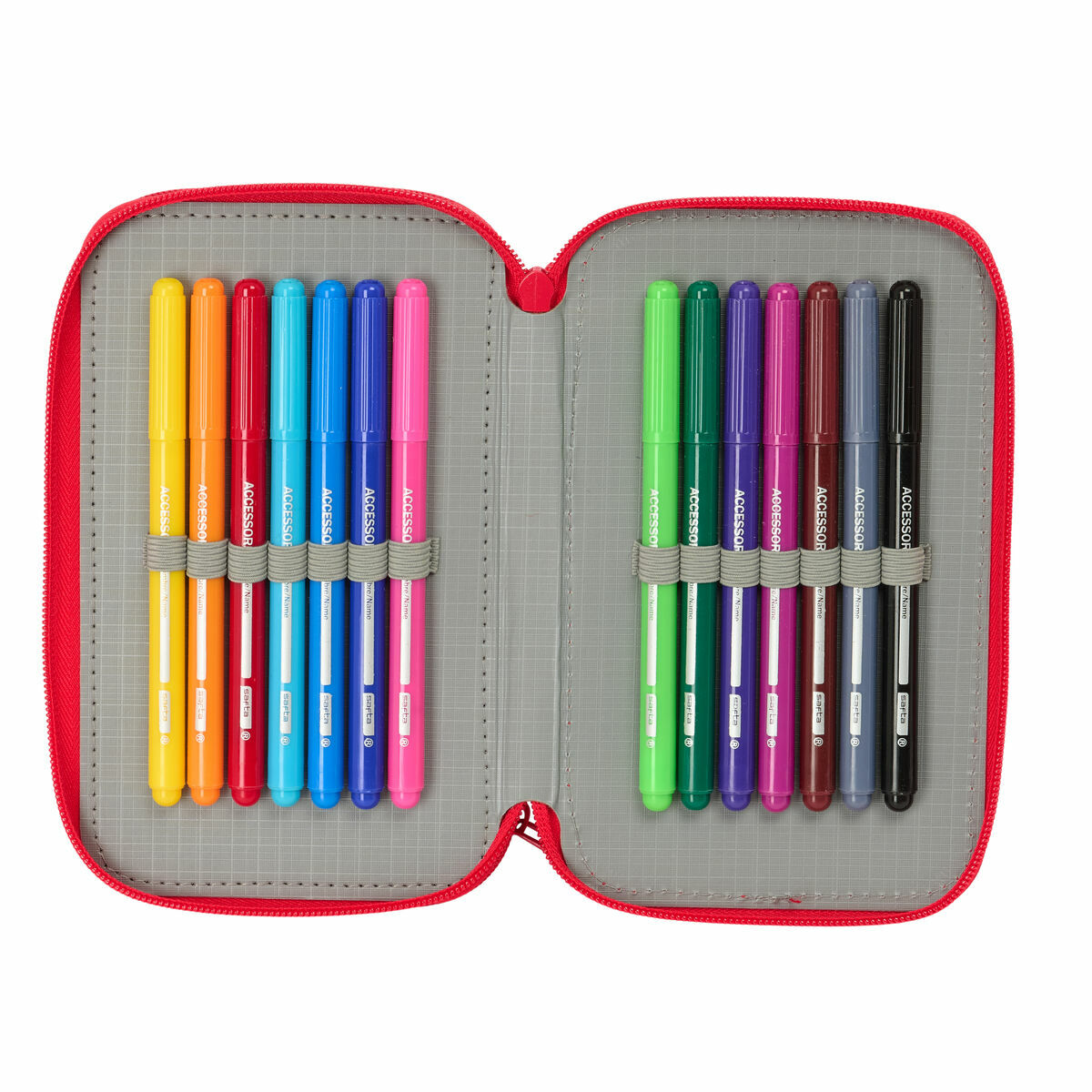 Plumier Triple Hello Kitty Iconic Blanco Rojo 12,5 x 19,5 x 5,5 cm 37 Piezas