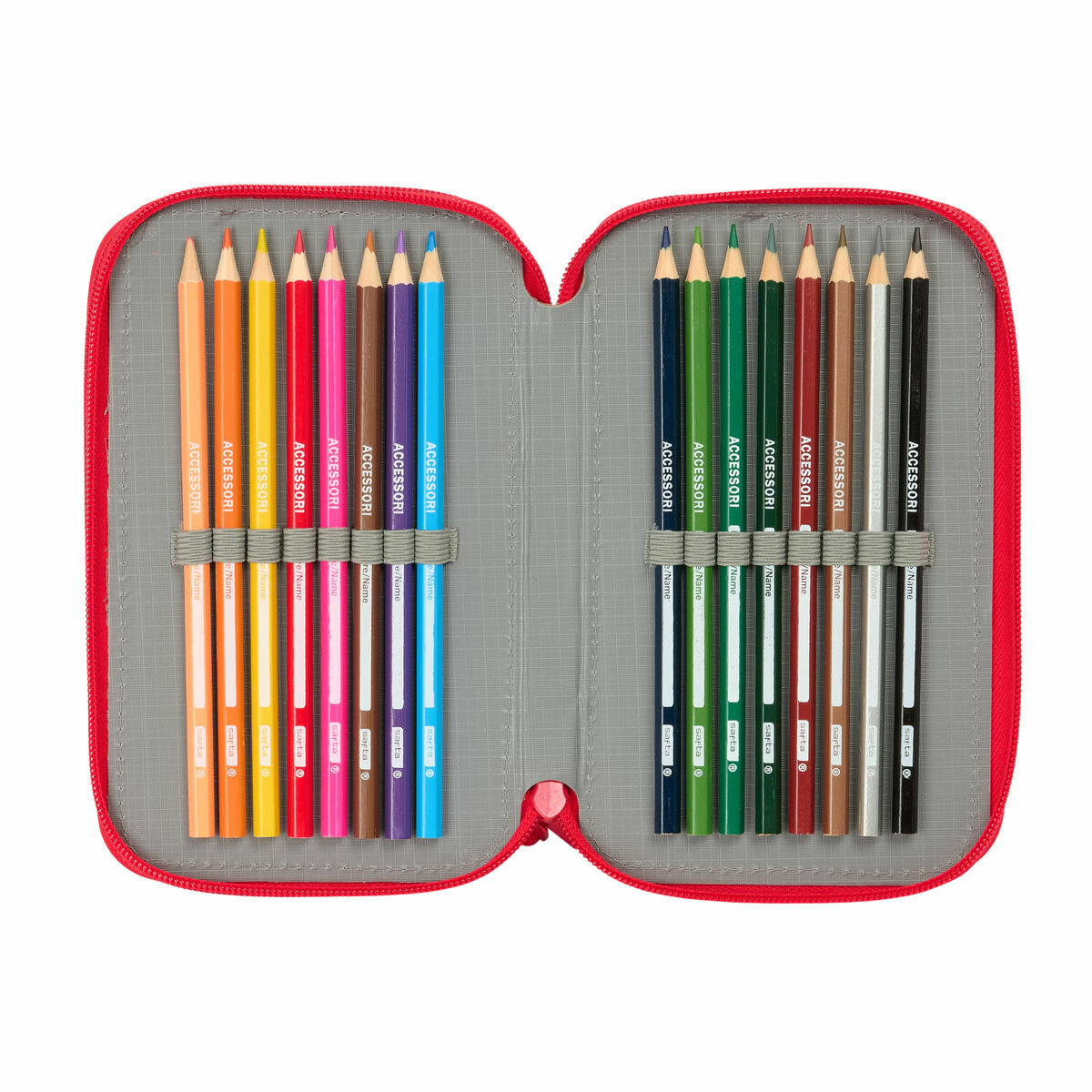 Plumier Triple Hello Kitty Iconic Blanco Rojo 12,5 x 19,5 x 5,5 cm 37 Piezas