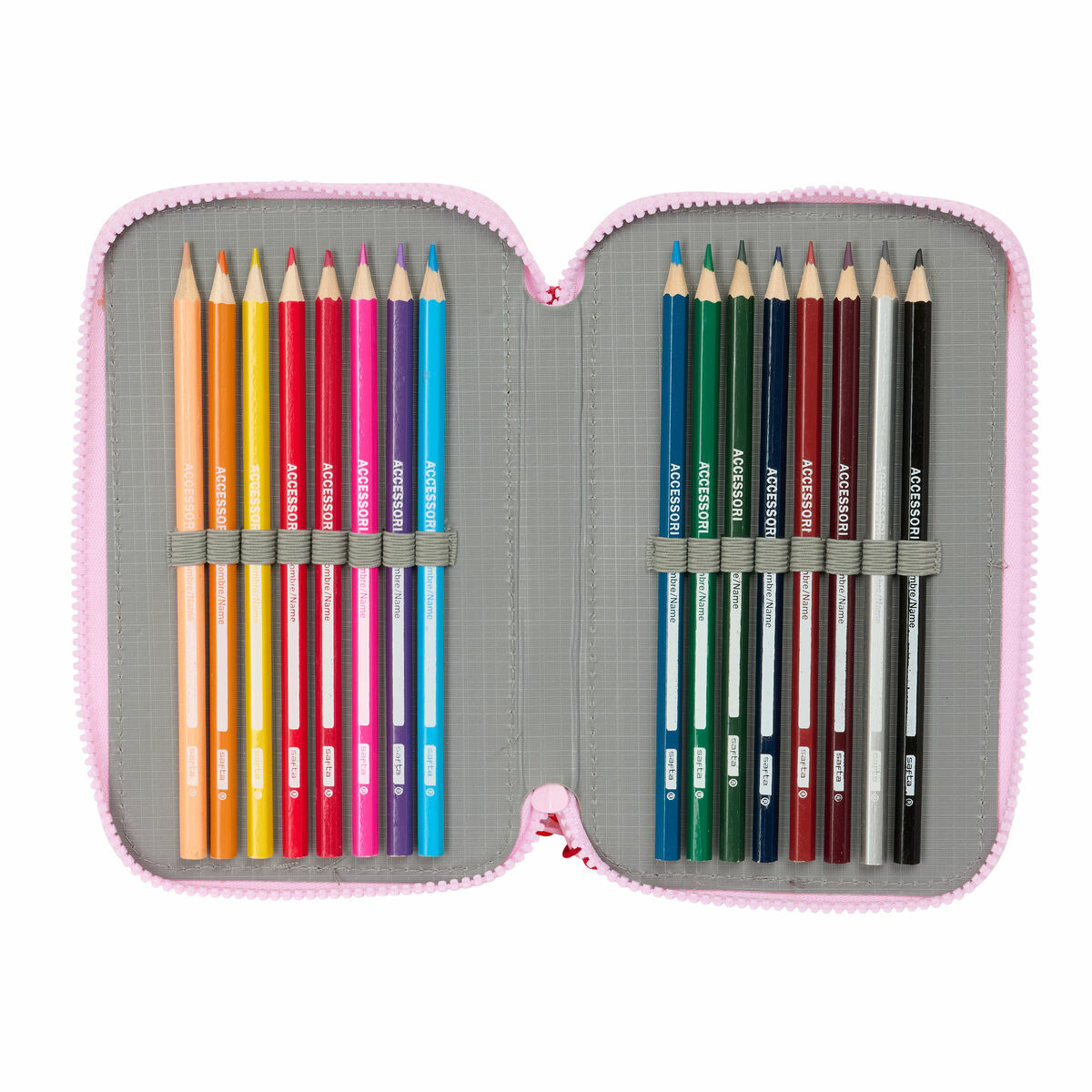 Plumier Triple Minnie Mouse Naive Rosa 12,5 x 19,5 x 5,5 cm 37 Piezas