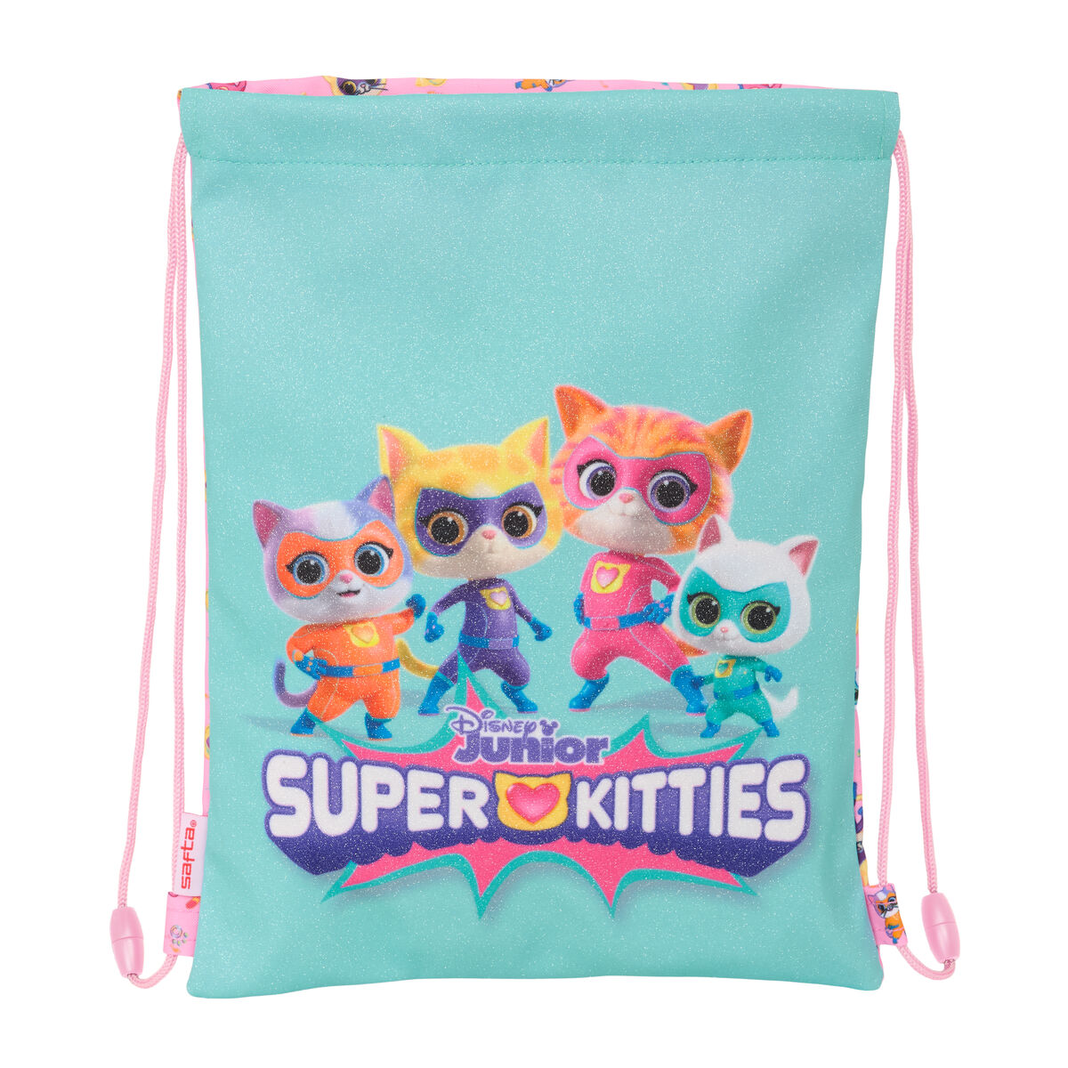 Bolsa Mochila con Cuerdas SuperKitties Rosa Turquesa 26 x 34 x 1 cm