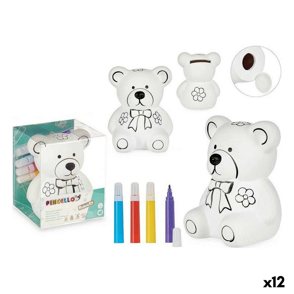 Hucha Pincello Cerámica 9 x 11,5 x 9 cm (12 Unidades)