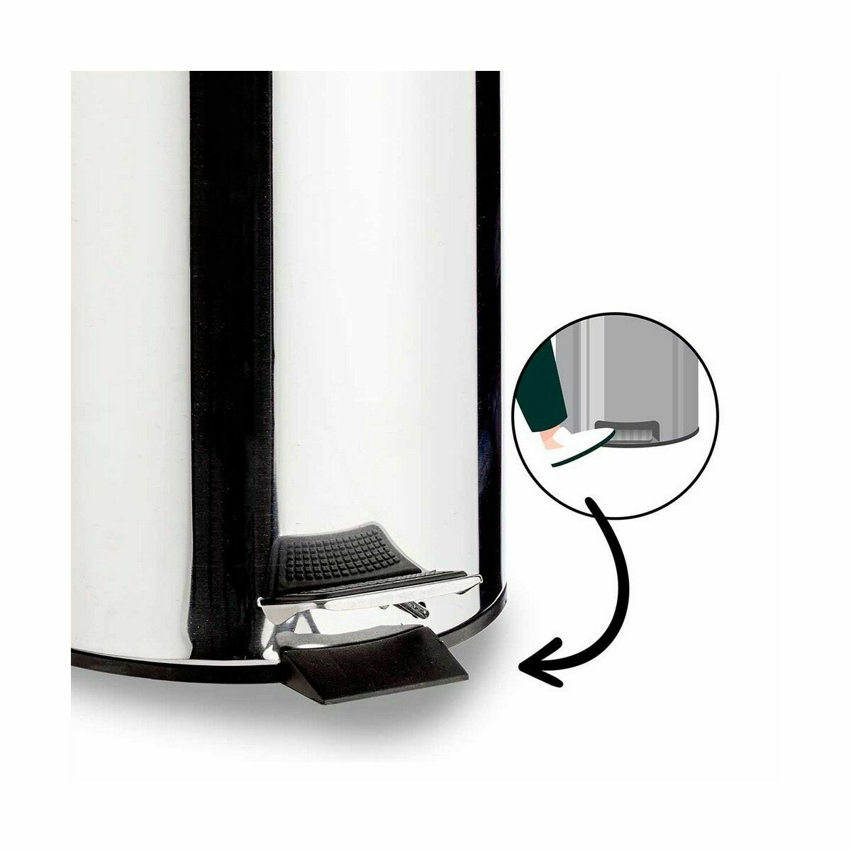 Papelera con Pedal Berilo Plateado Acero Inoxidable Plástico 7 L (4 Unidades)