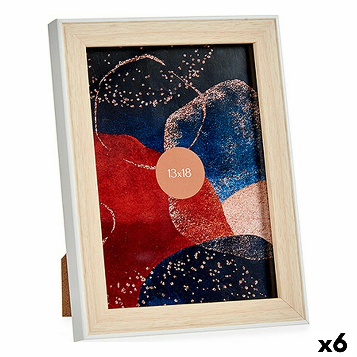 Marco de Fotos Gift Decor Blanco Marrón Natural Vidrio Polipropileno (6 Unidades)