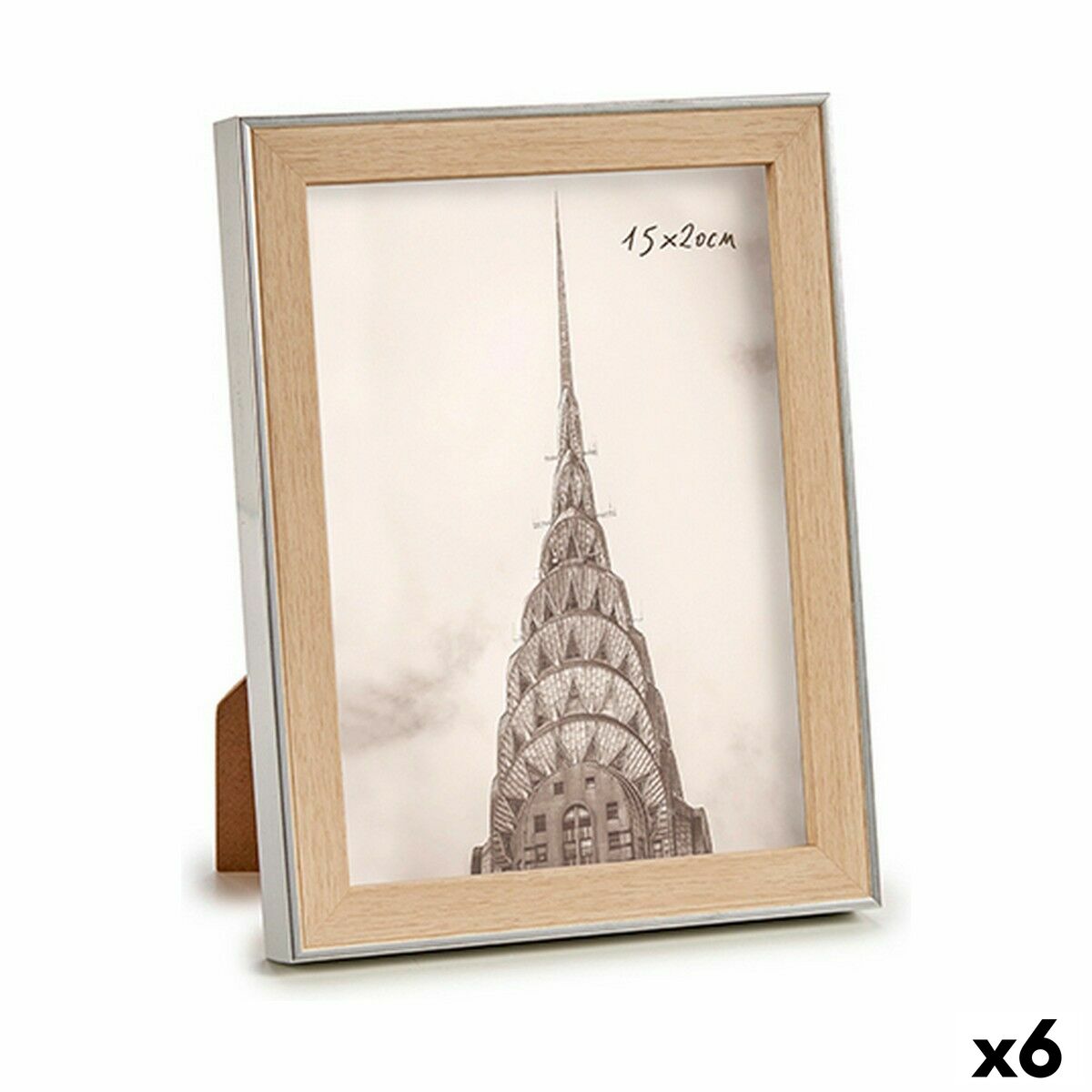Marco de Fotos Gift Decor Marrón Plateado Natural Vidrio Polipropileno (6 Unidades)
