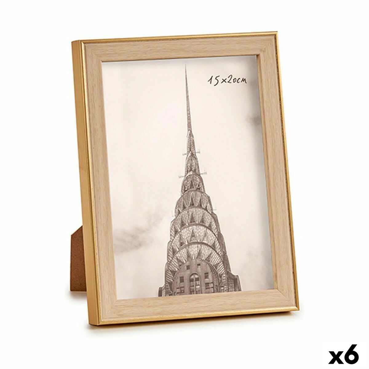 Marco de Fotos Gift Decor Marrón Dorado Natural Vidrio Polipropileno (6 Unidades)