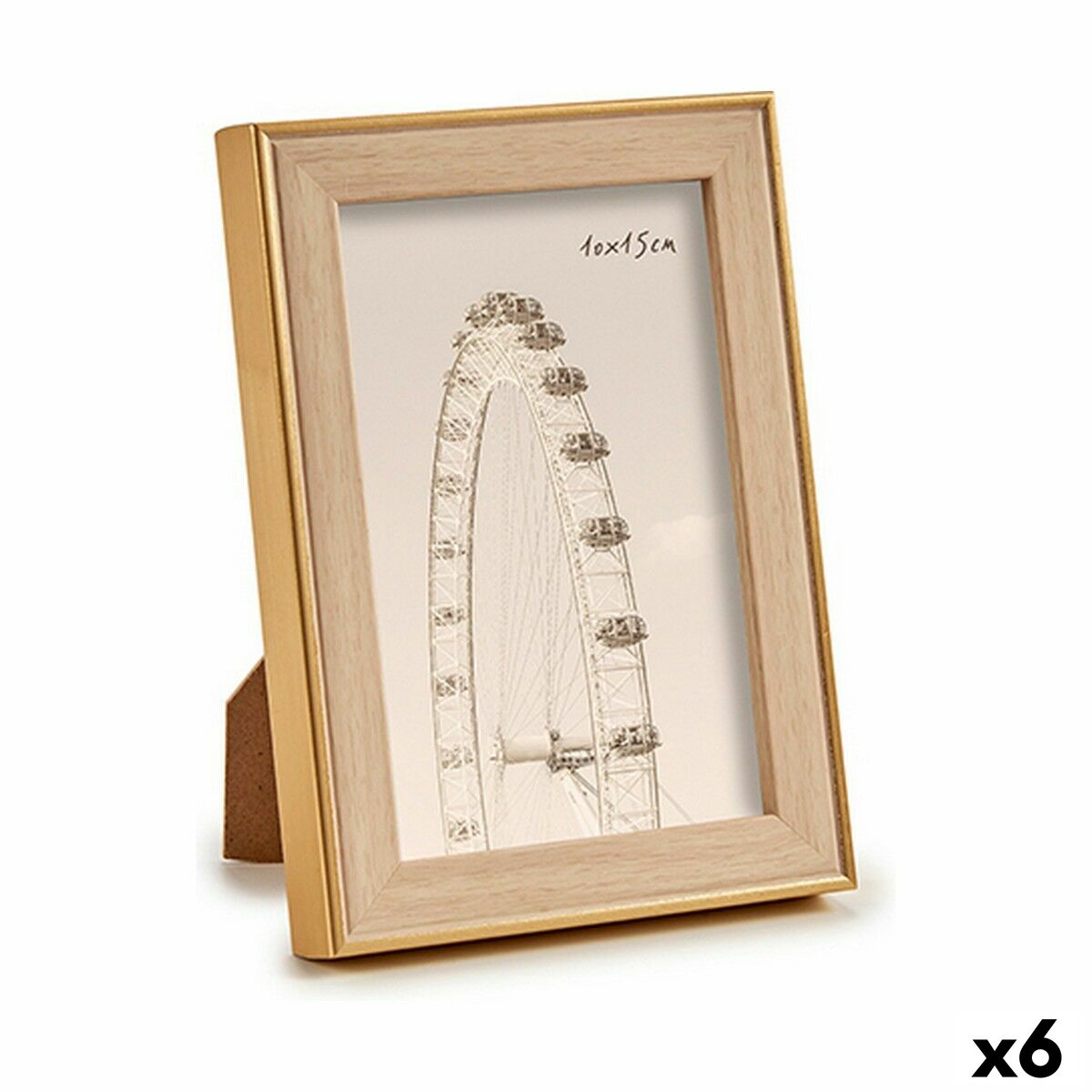 Marco de Fotos Gift Decor Marrón Dorado Natural Vidrio Polipropileno (6 Unidades)