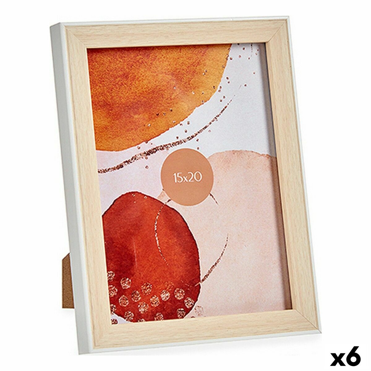 Marco de Fotos Gift Decor Blanco Marrón Natural Vidrio Polipropileno (6 Unidades)