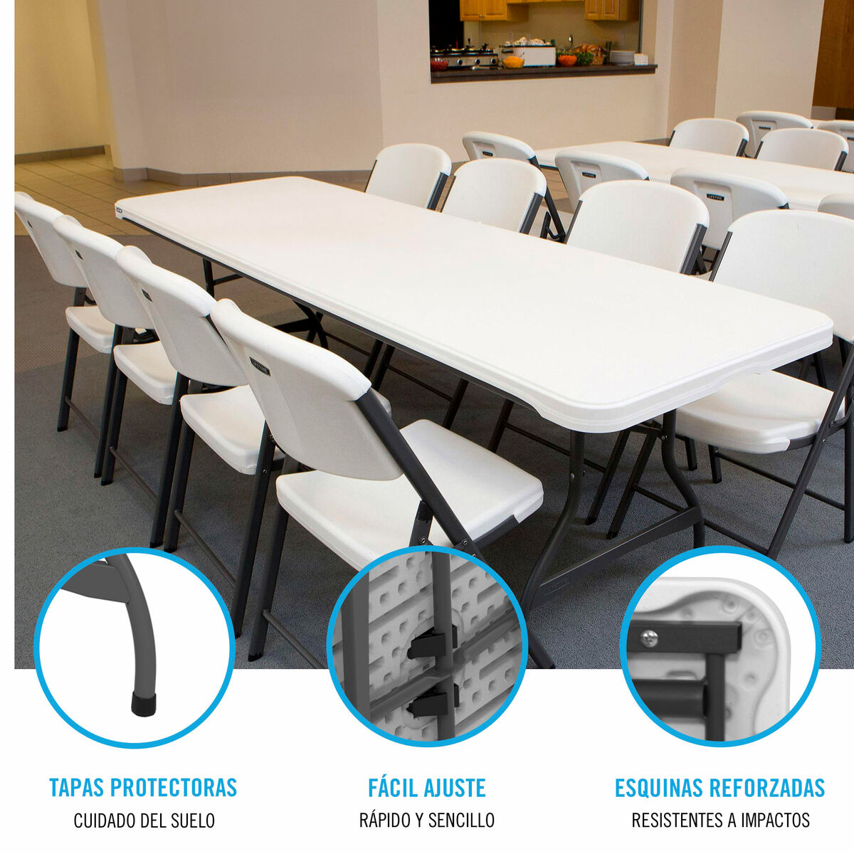 Mesa Plegable Lifetime Blanco 244 x 74 x 76 cm