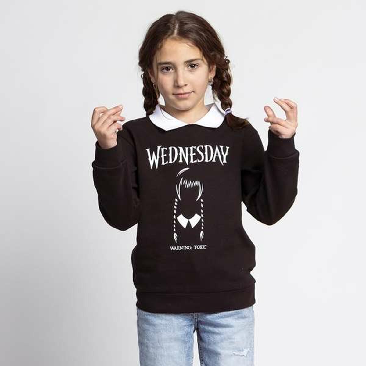 Sudadera Infantil Wednesday Gris oscuro