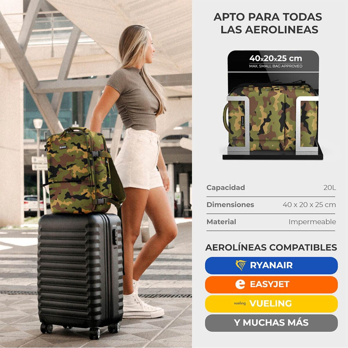 Mochila Deportiva Numada explorer b40 Estampado 20 L 40 x 25 x 20 cm Camuflaje