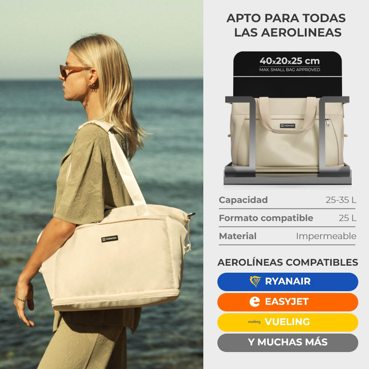 Bolsa de Viaje Numada Beige 35 L