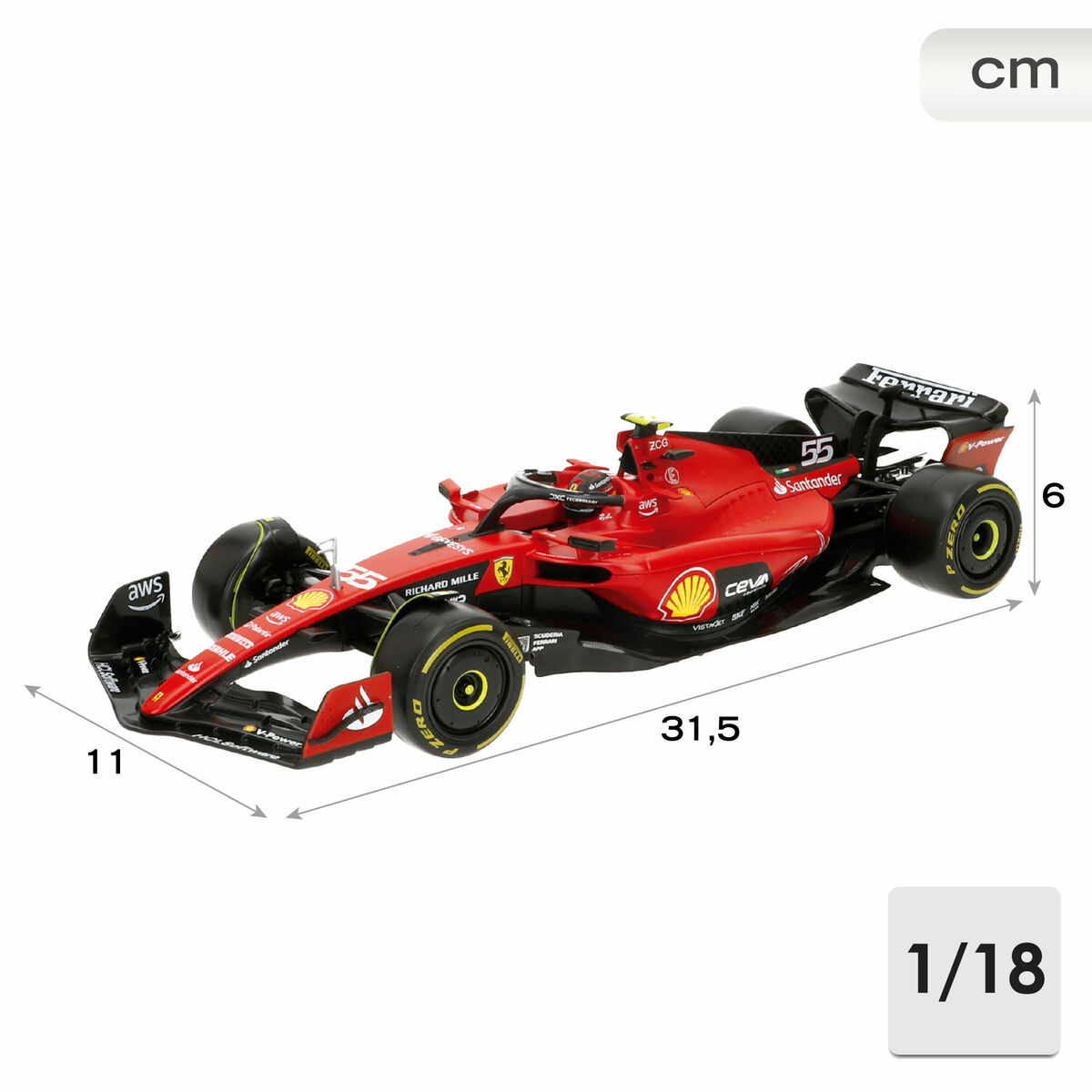 Coche Bburago Ferrari F1 Racing SF23 #55 C 1:18