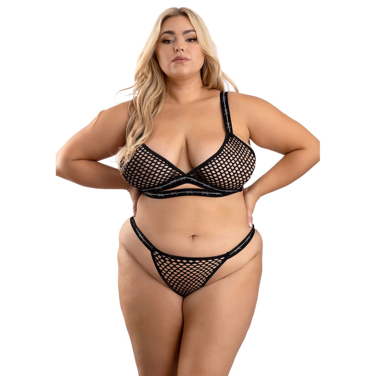 Conjunto de Lencería Fantasy Lingerie Negro (Queen size) (Queen)