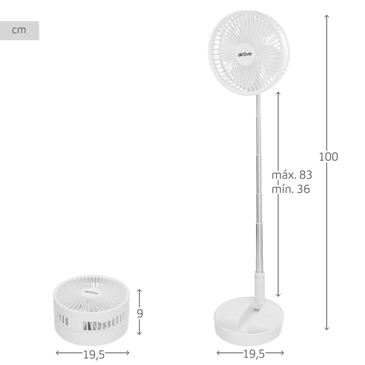 Ventilador Portátil Plegable Aktive Recargable (4 Unidades)