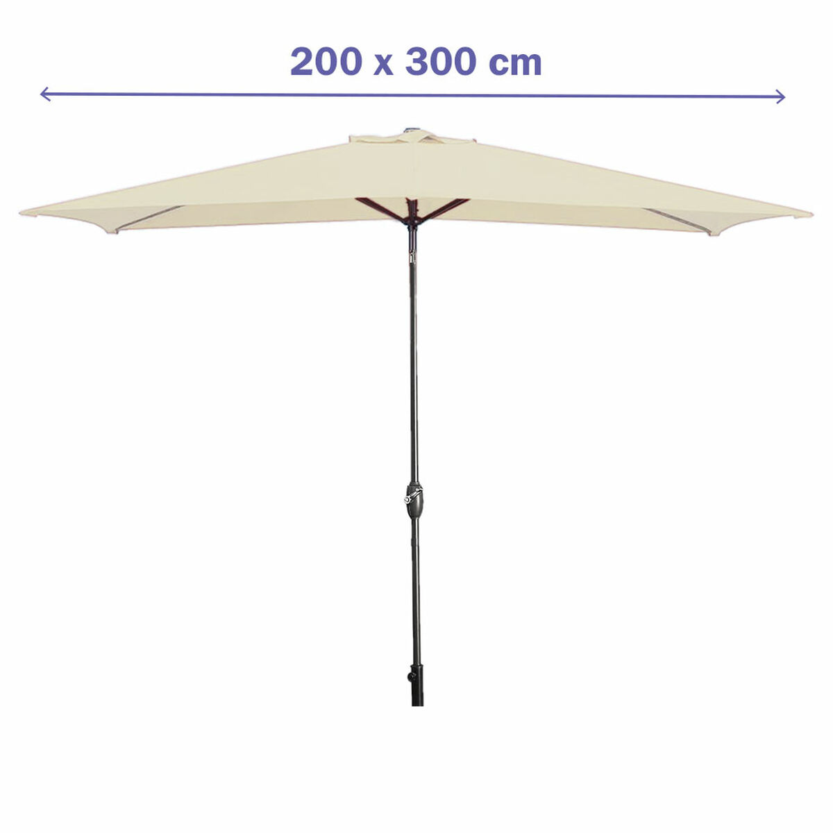 Marbueno Sombrilla Acero 8 Varillas 200x300 cm Polyester Beige Jardin, Piscina y Terraza 10493