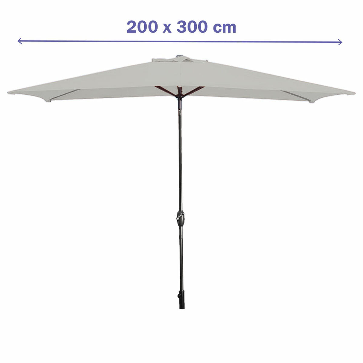 Marbueno Sombrilla Acero 8 Varillas 200x300 cm Polyester Blanco Jardin, Piscina y Terraza 10494