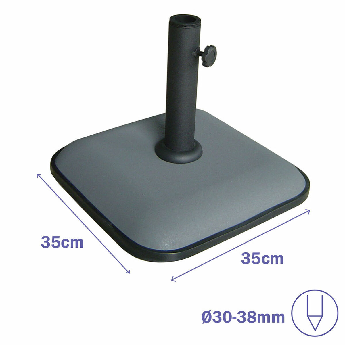 Marbueno Base Sombrilla Cuadrada Cemento 35X35X5,2 cm 11KG Gris Jardin, Piscina y Terraza 10454