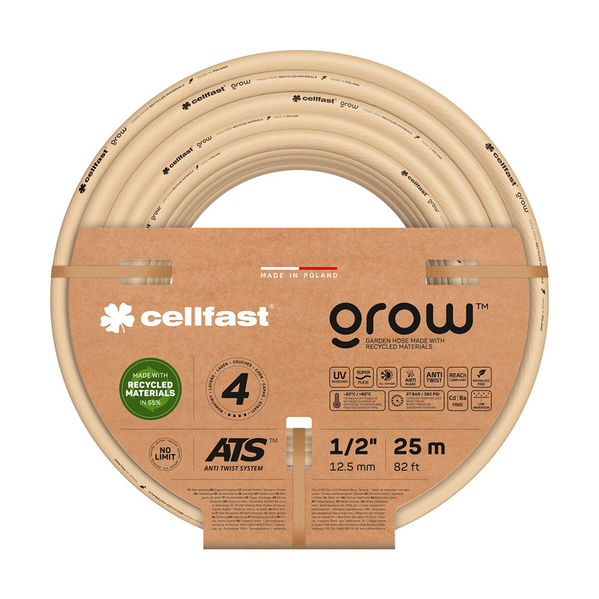 Manguera Cellfast Grow 15 m Plástico Beige 1/2"