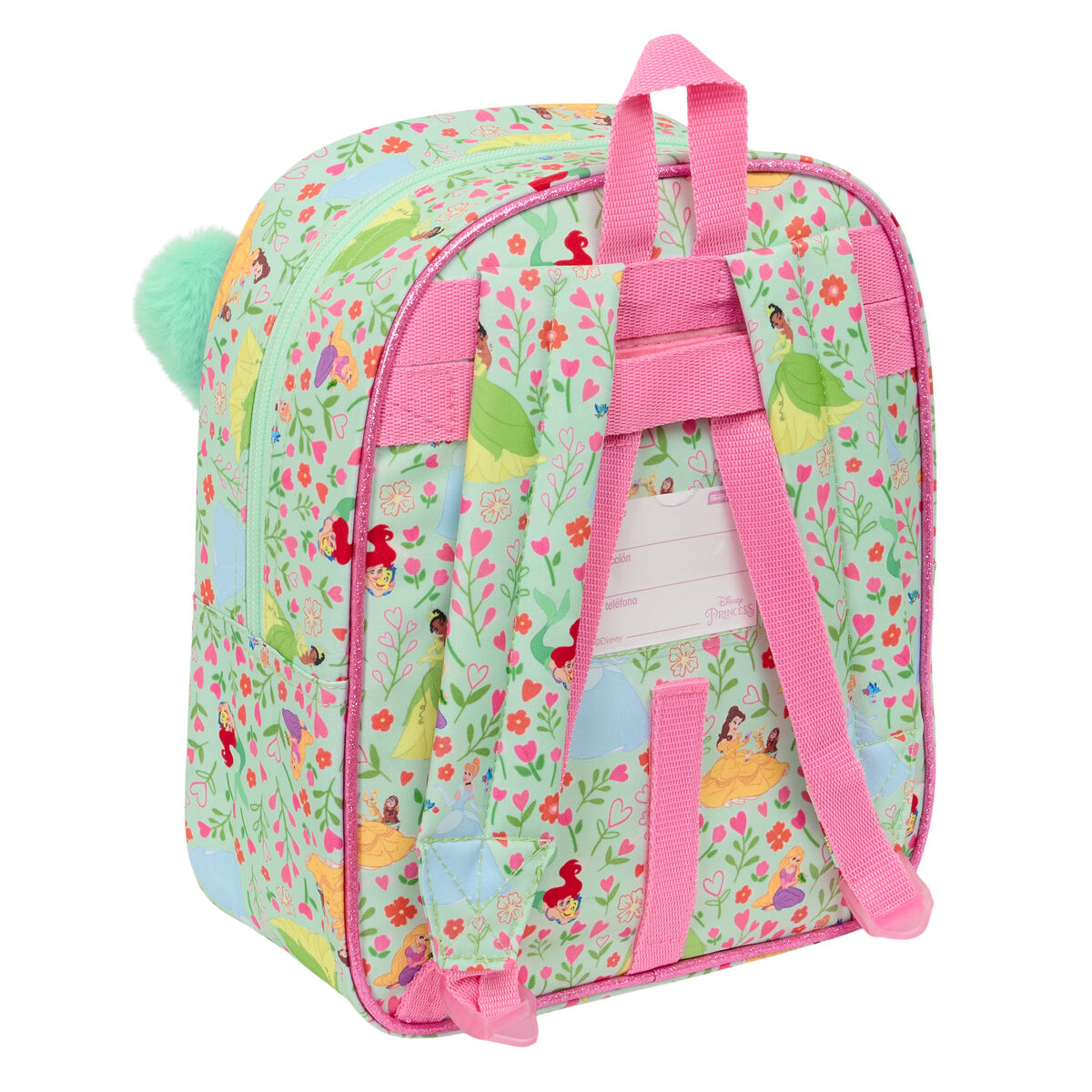 Mochila Escolar Disney Princess Bloom Verde Rosa 22 x 27 x 10 cm
