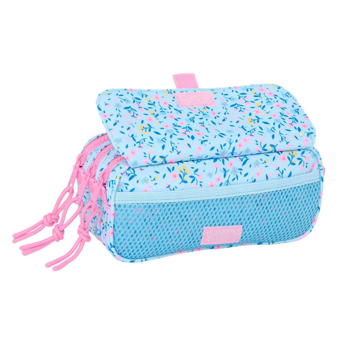 Portatodo Triple Vicky Martín Berrocal Paraíso Rosa Azul claro 21,5 x 10 x 8 cm