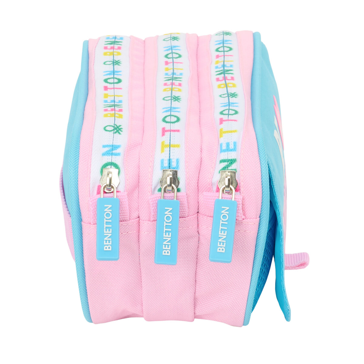 Portatodo Triple Benetton Unique Rosa Turquesa 21,5 x 10 x 8 cm