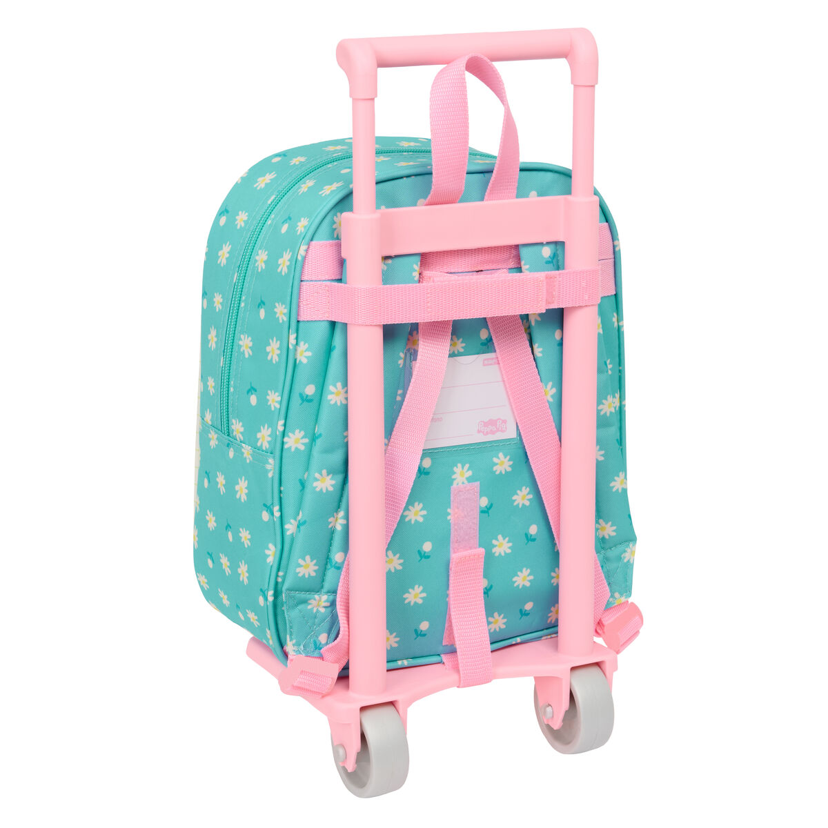 Mochila Escolar con Ruedas Peppa Pig Pretty flowers Amarillo Menta 22 x 27 x 10 cm