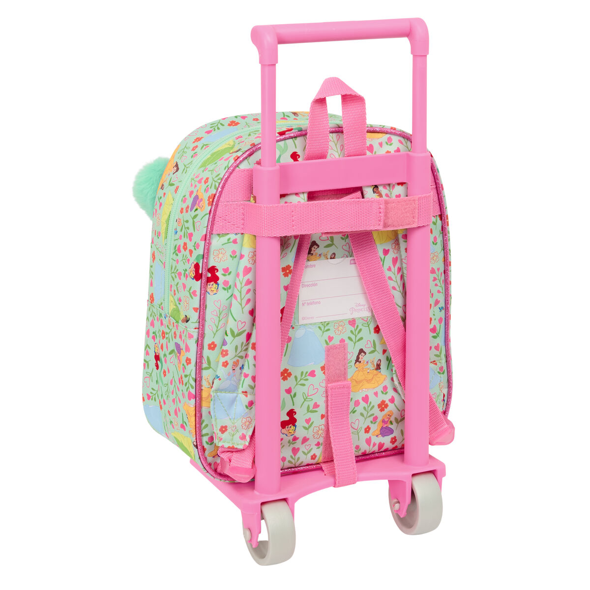 Mochila Escolar con Ruedas Disney Princess Bloom Verde Rosa 22 x 27 x 10 cm