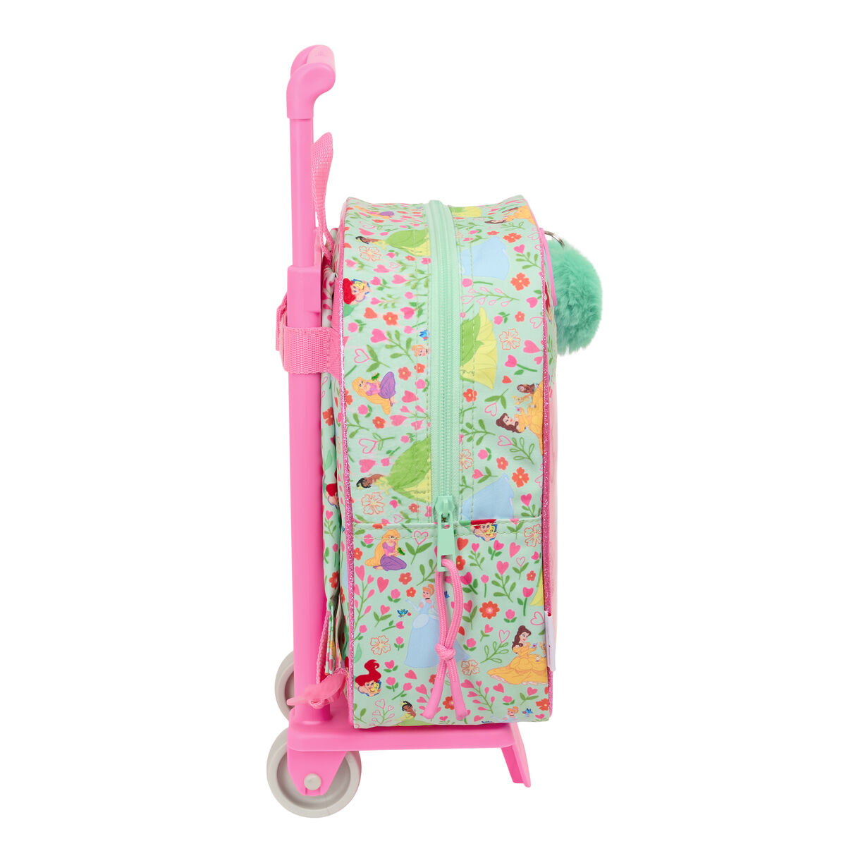 Mochila Escolar con Ruedas Disney Princess Bloom Verde Rosa 22 x 27 x 10 cm