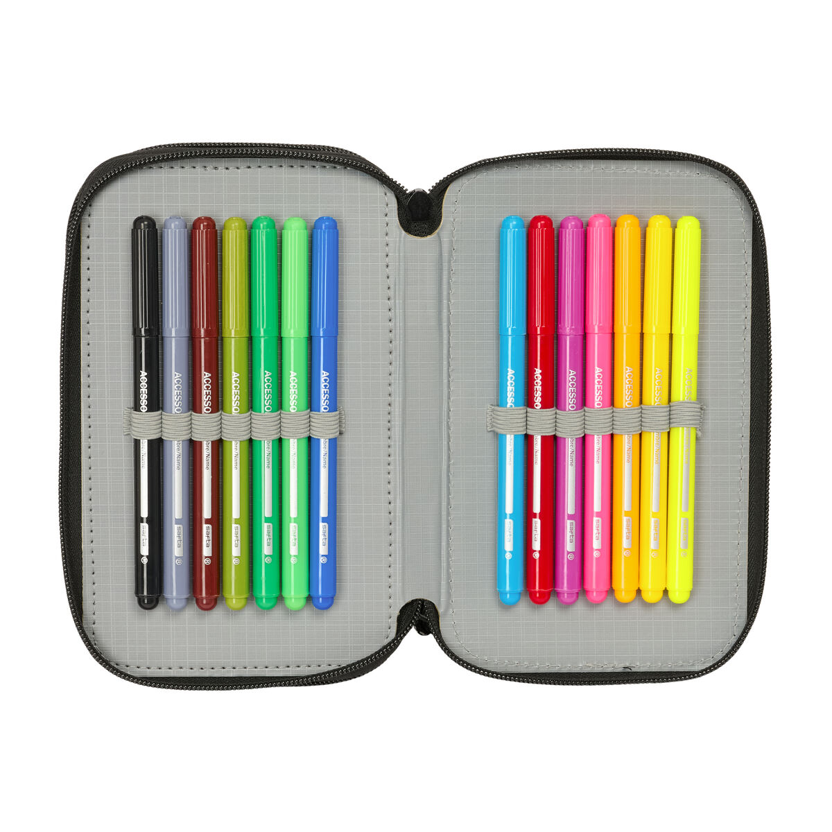 Estuche Escolar con Accesorios Spider-Man Attack Negro 12,5 x 19,5 x 5,5 cm 37 Piezas